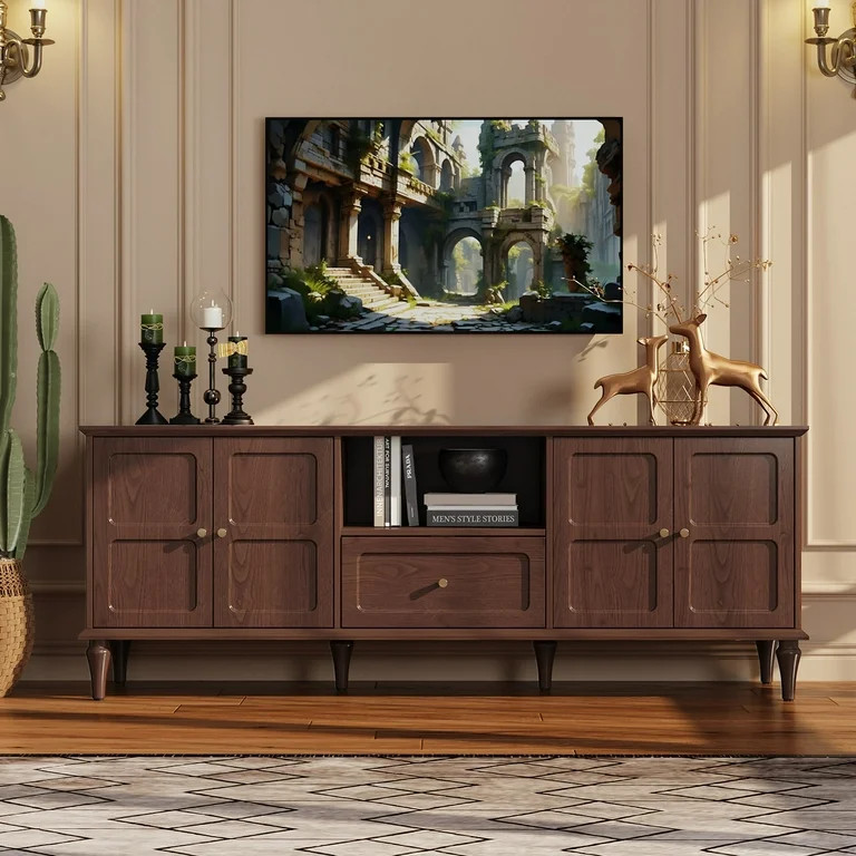 CBJCBJ 67"Mid-Century Modern TV Stand for TVs up to 75" ,Media Console With Storage  and Adjustab... | Walmart (US)