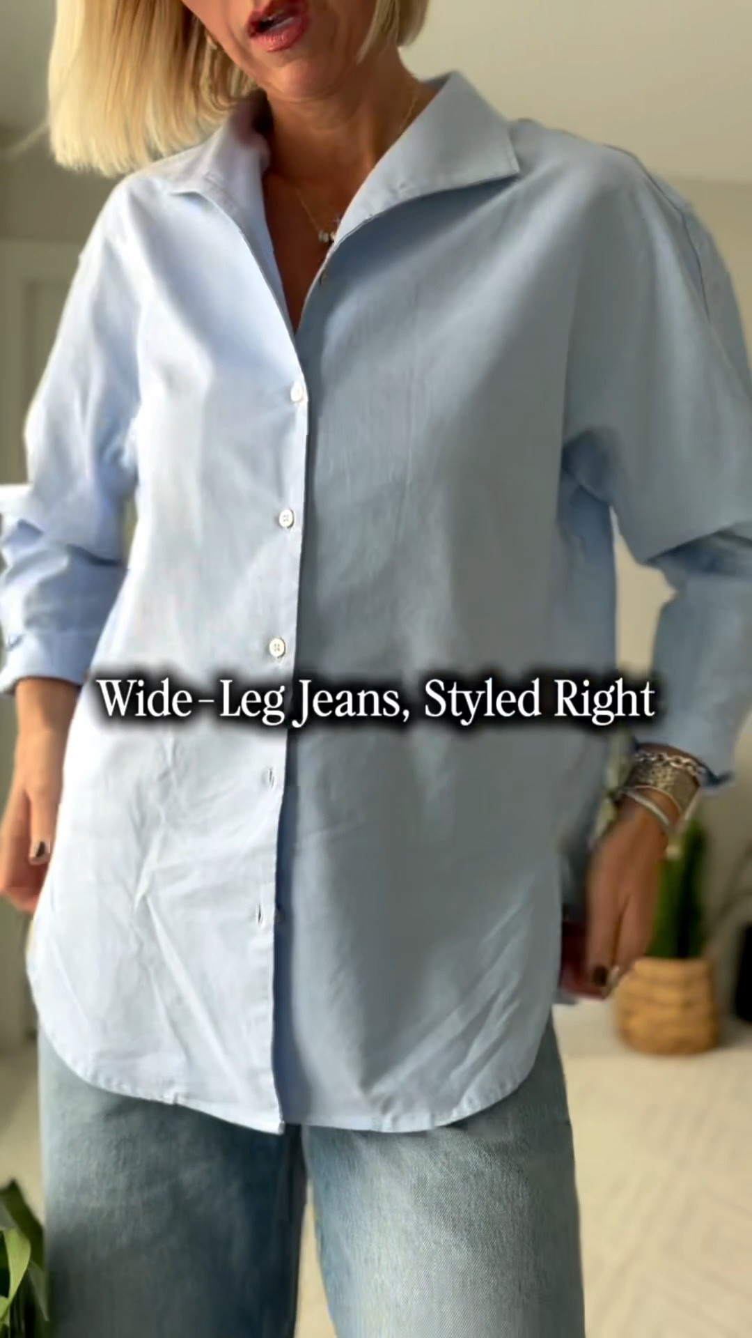 This is how you make wide-leg jeans feel intentional.

A crisp blue button-down (slightly tucked, sleeves rolled, neckline open) keeps the silhouette balanced and modern. The belt defines the waist so the volume doesn’t overwhelm. Classic loafers ground the look with structure, and a timeless tote pulls it all together.

Relaxed denim works best when you pair it with classic, tailored elements.

Effortless. Polished. Completely wearable.

I’ve linked the wide-leg jeans, button-down, belt, loafers, and a similar structured tote to recreate this look seamlessly.

#LTKgrwm #LTKOver40 #LTKootd