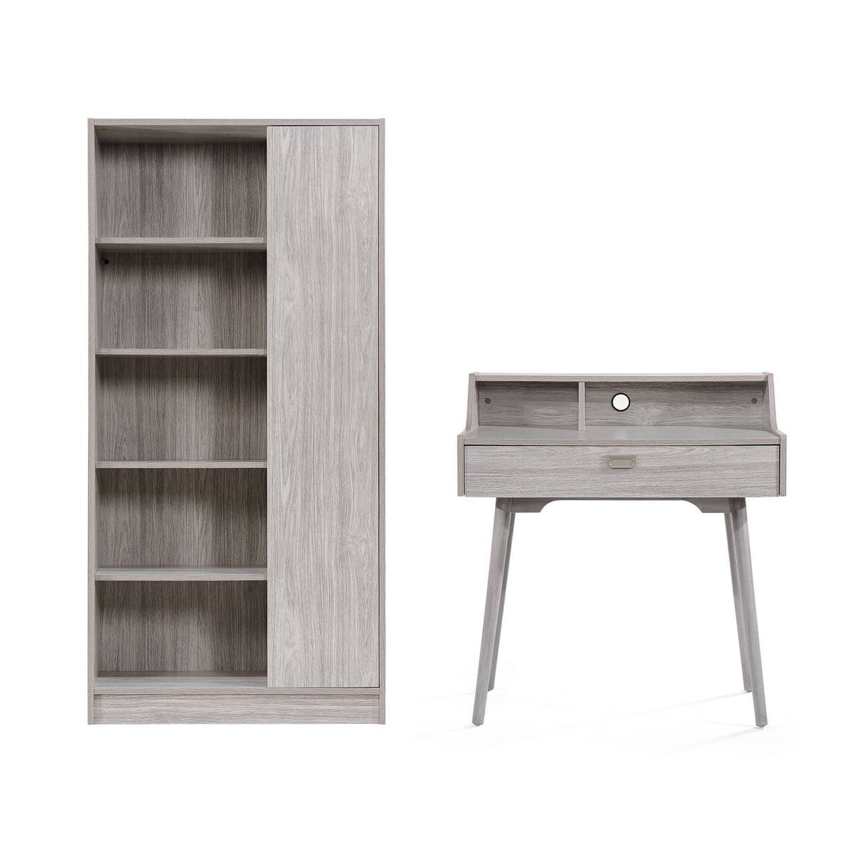 2pc Ellison Mid Century Modern Home Office Set Gray - Christopher Knight Home | Target
