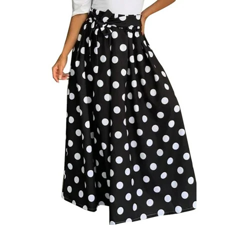 VONDA Women's Loose Polka Dot Bow High Waist Pleated Party Skirts | Walmart (US)
