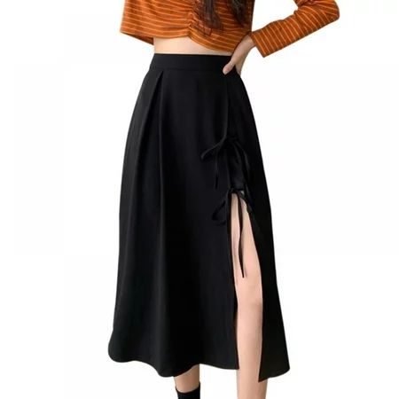 MAGAZINE Women s side split half-body skirt summer medium-length models thin black | Walmart (US)