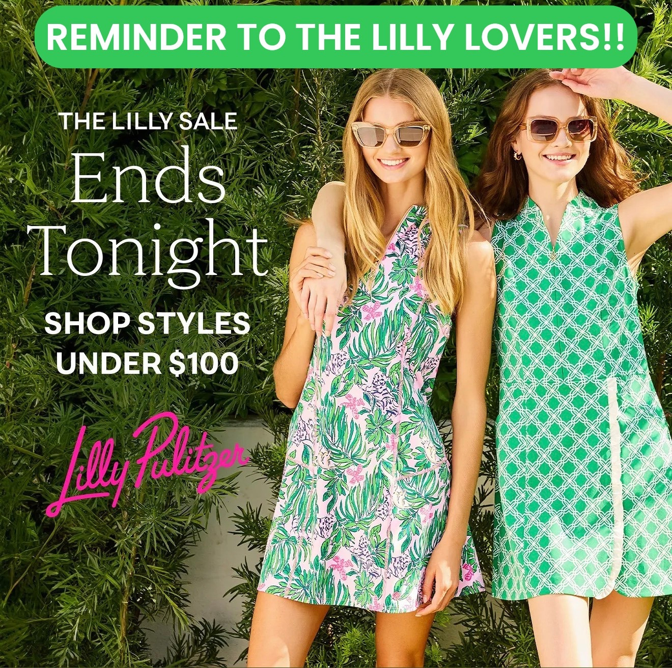 Lilly Pulitzer Ladies! This is your reminder that their sale ends tonight! Save up to 70% on so many beautiful pieces for women and little girls, including baby and toddler. 
Refresh your spring and summer wardrobe with these pieces for women and girls. Vacation outfits, resort wear, date night outfits, sundresses, cocktail dresses, wedding guest dresses, swimsuits, beach, coverups, trending spring fashion, toddler dresses, sweaters, midi and maxi dresses, women’s sunglasses, skorts, shorts, rompers, shorts, skirts, accessories, sandals, flip flops, beach wear, work wear and more!! Green. Pink. Colorful. White. Preppy. Coastal. Vintage. Family. Style guide  
￼

#LTKOver40 #LTKTravel #LTKSaleAlert


#LTKmomlife #LTKSaleAlert #LTKMothersDay