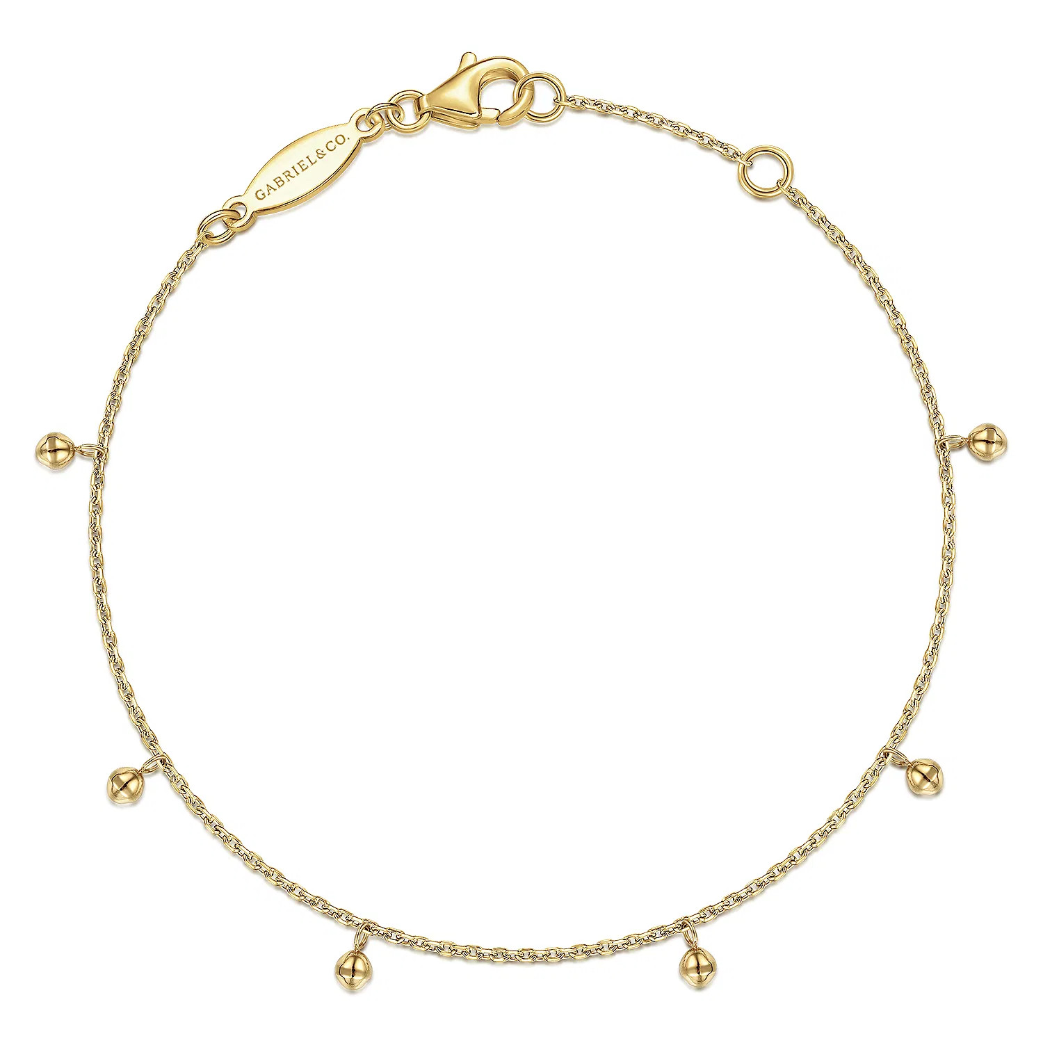 14K Yellow Gold Chain Bracelet with Metal Bead Drops | Gabriel & Co. Fine Jewelry And Bridal