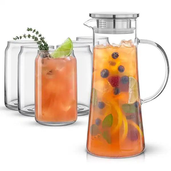 JoyJolt Glass Water Pitcher with Set of 6 Drinking Glasses Set | Bed Bath & Beyond
