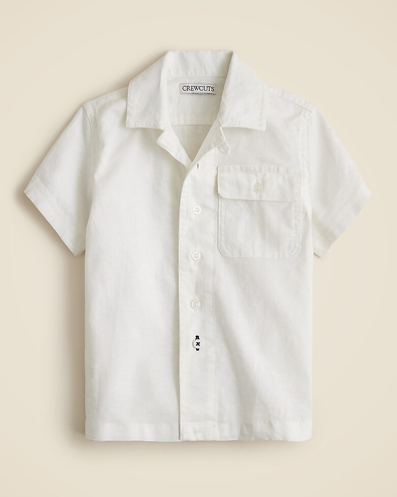 Kids' short-sleeve camp shirt in linen-cotton blend | J. Crew US