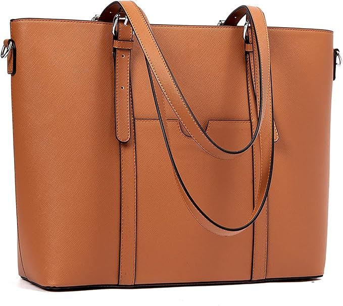 BROMEN Women Briefcase 15.6 inch Laptop Tote Bag Vintage Leather Handbags Shoulder Work Purses | Amazon (US)
