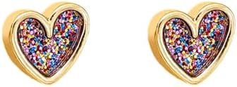 Cute Glitter Heart Love Small Stud Earrings for Women Dainty Gold-tone Colorful Hearted Shaped St... | Amazon (US)