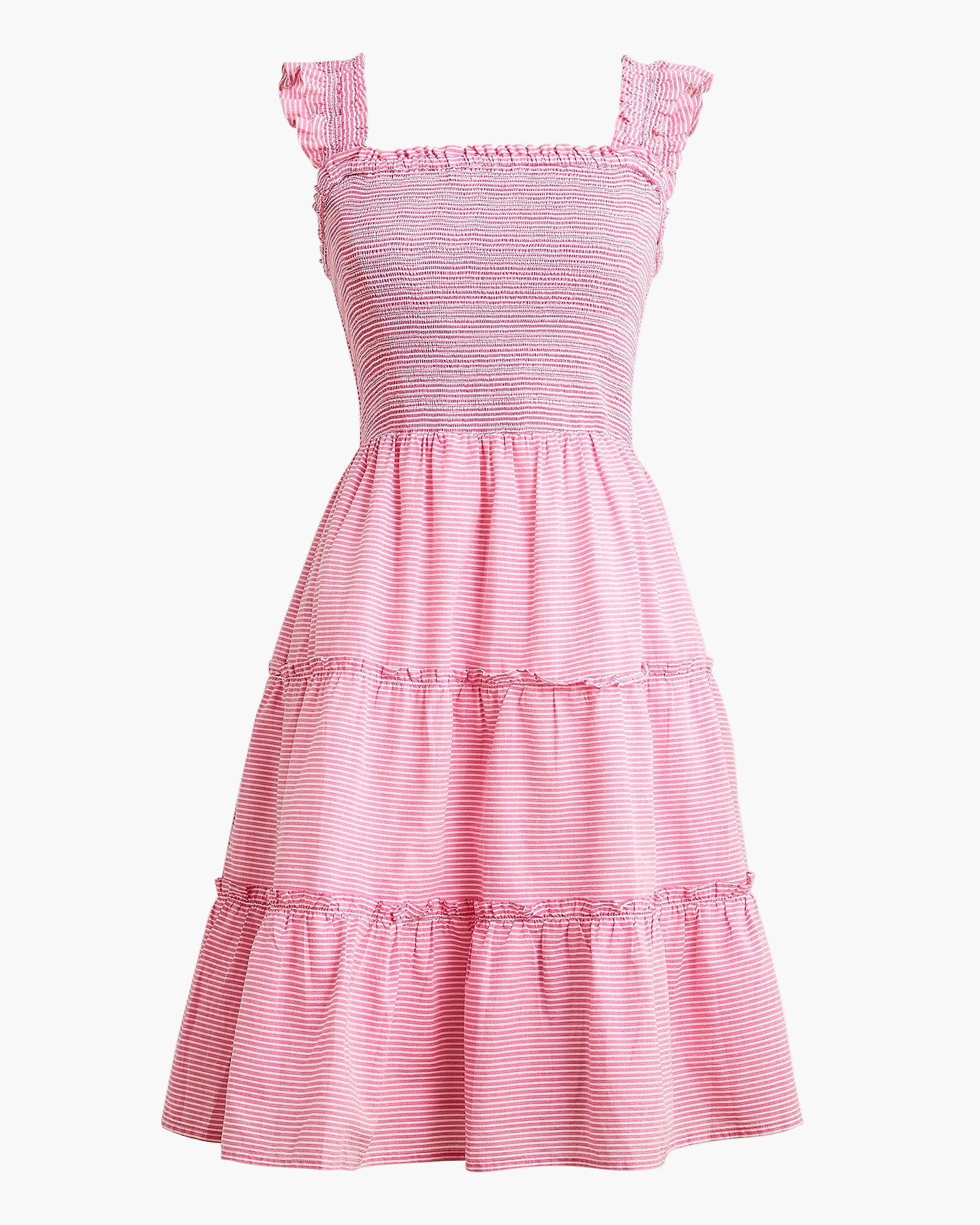Striped smocked tiered mini dress | J.Crew Factory