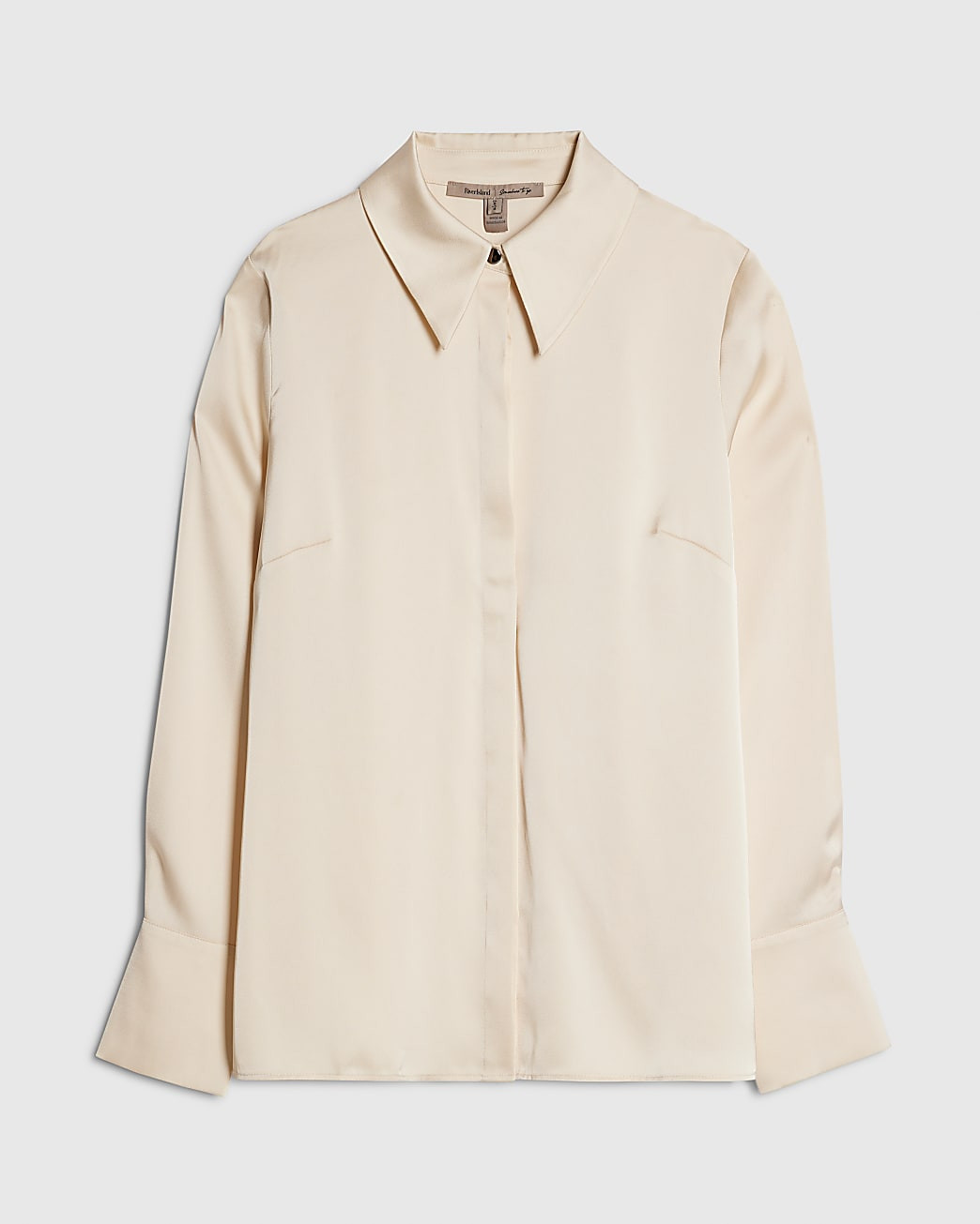Cream Satin Long Sleeve Shirt | River Island UK & IE