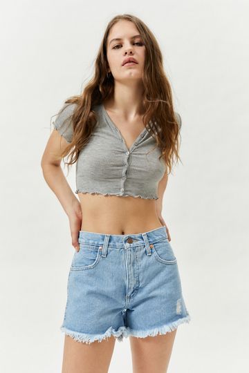 Wrangler Reworked Denim Cutoff Short – Light Stone | Urban Outfitters (US and RoW)