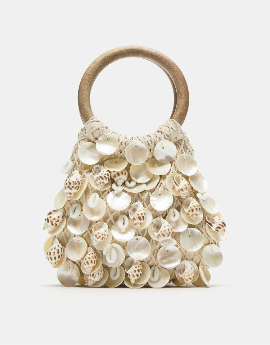 Pull&Bear Beaded handbag in ecru-White | ASOS (Global)
