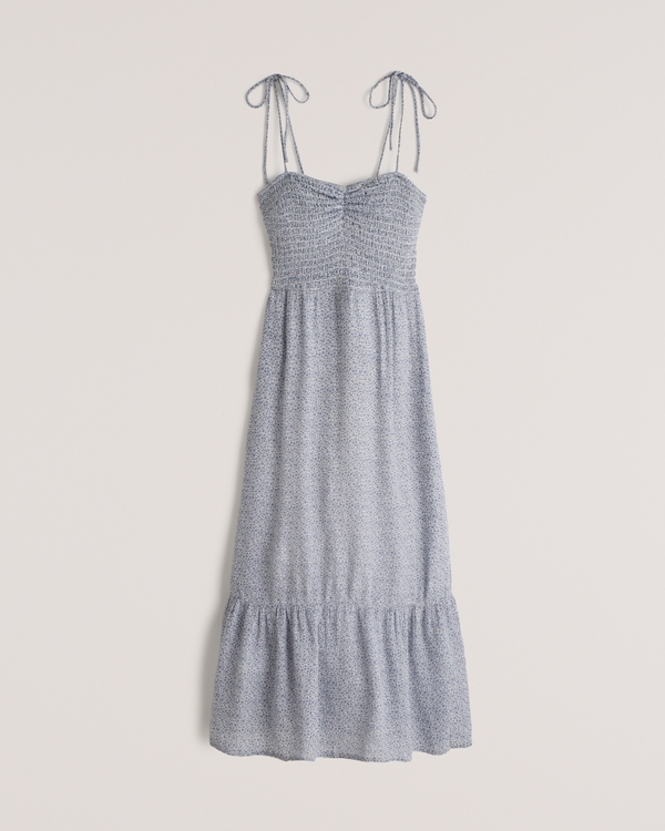 Tiered Smocked Midi Dress | Abercrombie & Fitch (US)