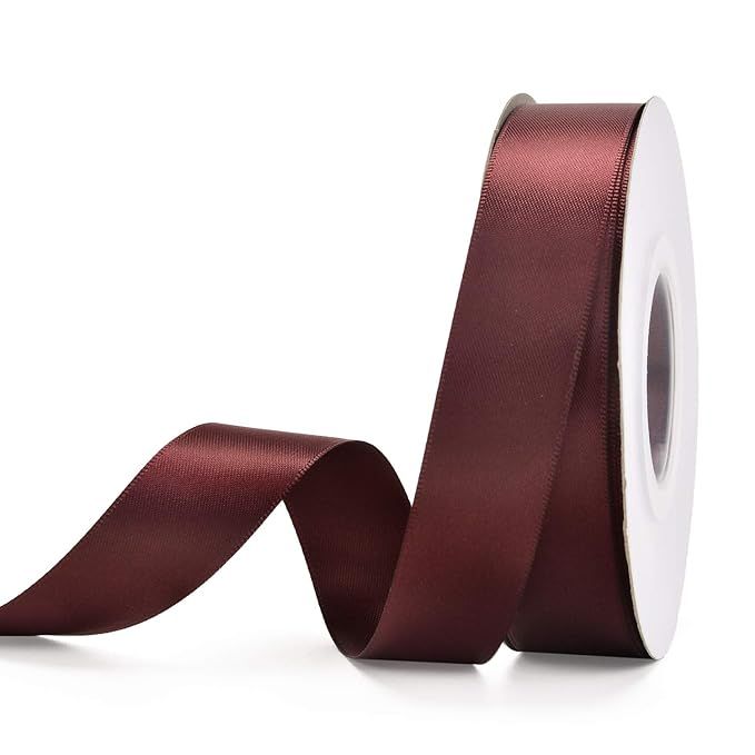 YAMA Double Face Satin Ribbon - 7/8" 25 Yards for Gift Wrapping Ribbons Roll, Burgundy | Amazon (US)