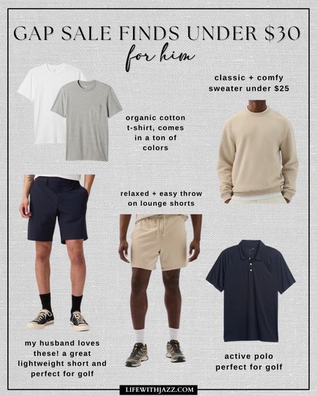 I found some great basics for men at GAP that are currently under $30! 

Men’s shirts / men’s pants / men’s shorts / men’s Crewneck / basics / polos / golf clothes / for him / husband / boyfriend 

#LTKMens #LTKFindsUnder50