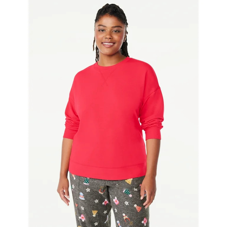 Joyspun Women's French Terry Sleep Top with Long Sleeves, Sizes XS to 3X | Walmart (US)