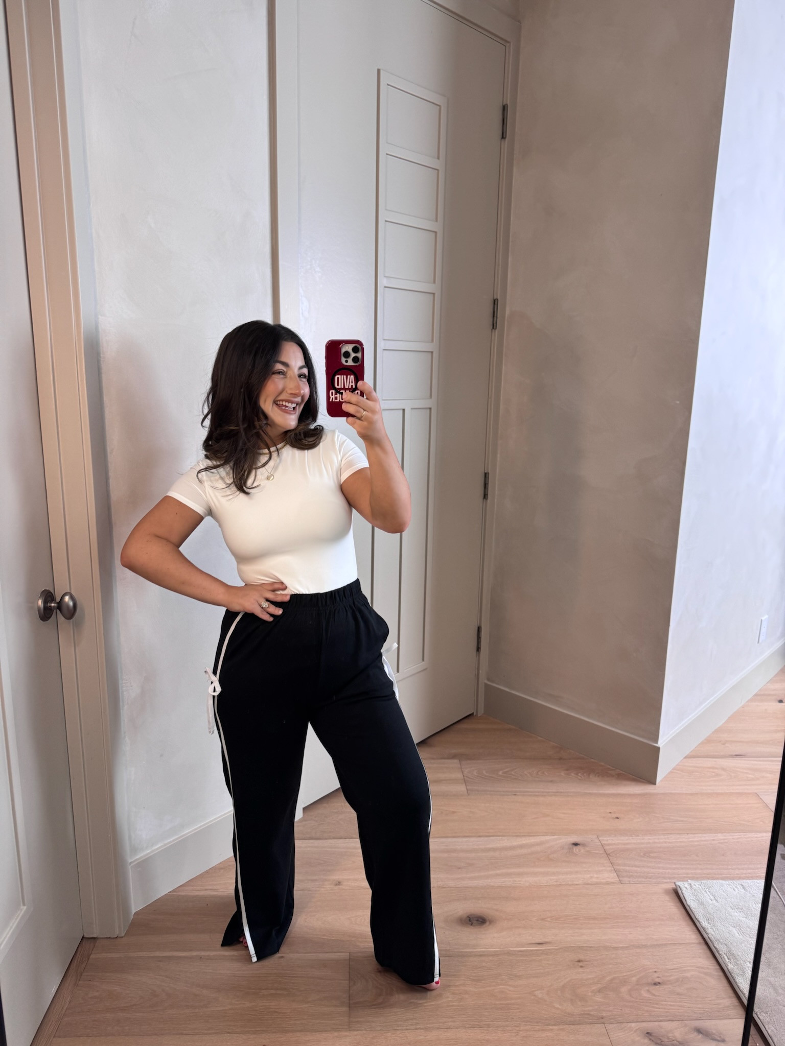 All-time favorite tee paired with the cutest sweats! Love the bow detail on the track pants! 

Top and pants size small 
5'0" 140lbs
Petite friendly

#LTKootd #LTKSaleAlert #LTKPetite