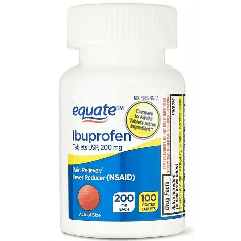 Equate Ibuprofen Tablets, 200 mg, Pain Reliever and Fever Reducer, 100 Count, Compare to Advil® ... | Walmart (US)