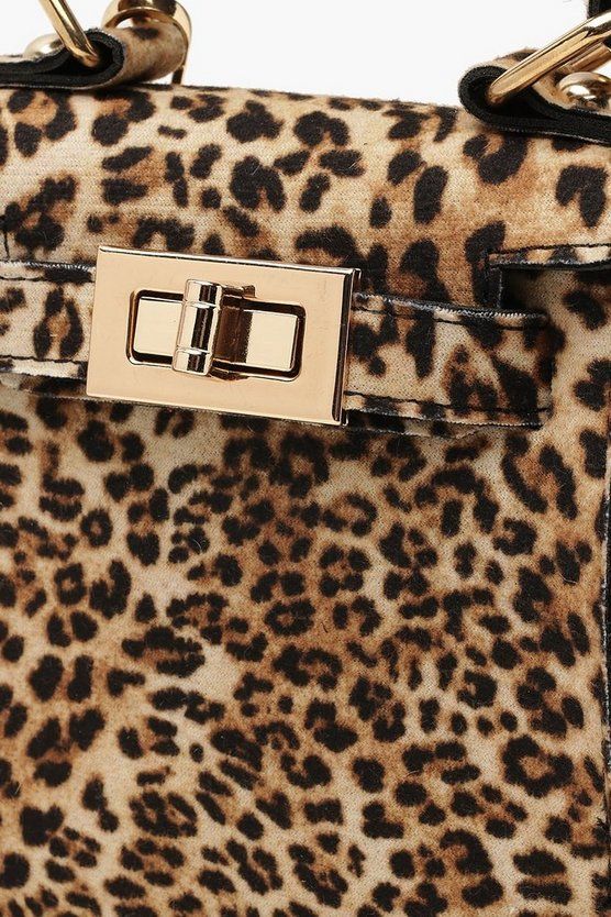 Suedette Leopard Mini Lock Grab Bag | Boohoo.com (US & CA)