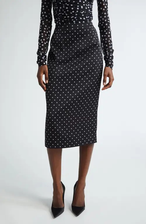 Dolce&Gabbana Polka Dot Stretch Silk Pencil Skirt in Hnzpw Pois Picc 0 5 F.nero at Nordstrom, Size 14 Us | Nordstrom