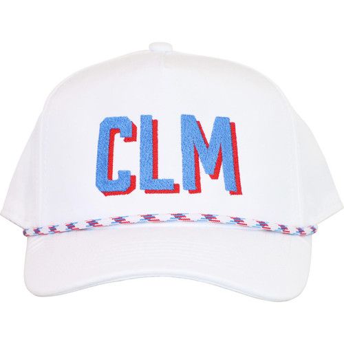 White Junior Fit Adjustable Hat With Blue And Red Trim | Cecil and Lou