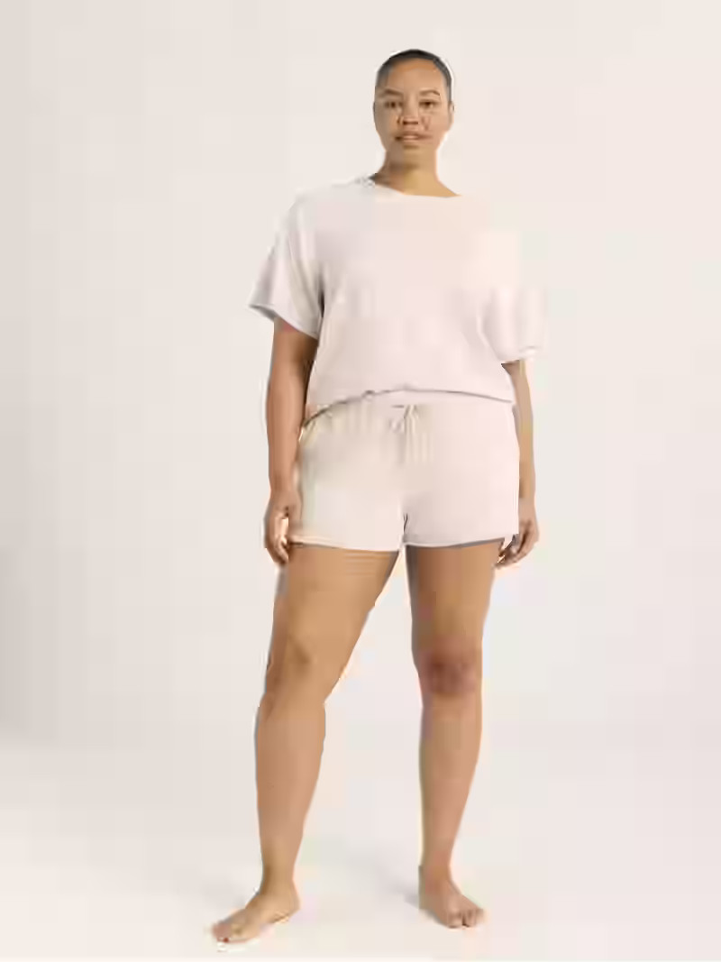 Joyspun Women's French Terry Short Sleeve Top and Shorts Set, 2-Piece, Sizes XS-3X | Walmart (US)