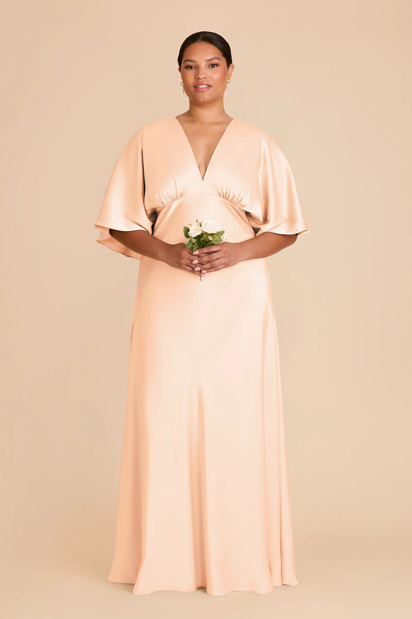 Shyla Peach Cream Matte Satin Dress | Birdy Grey | Birdy Grey