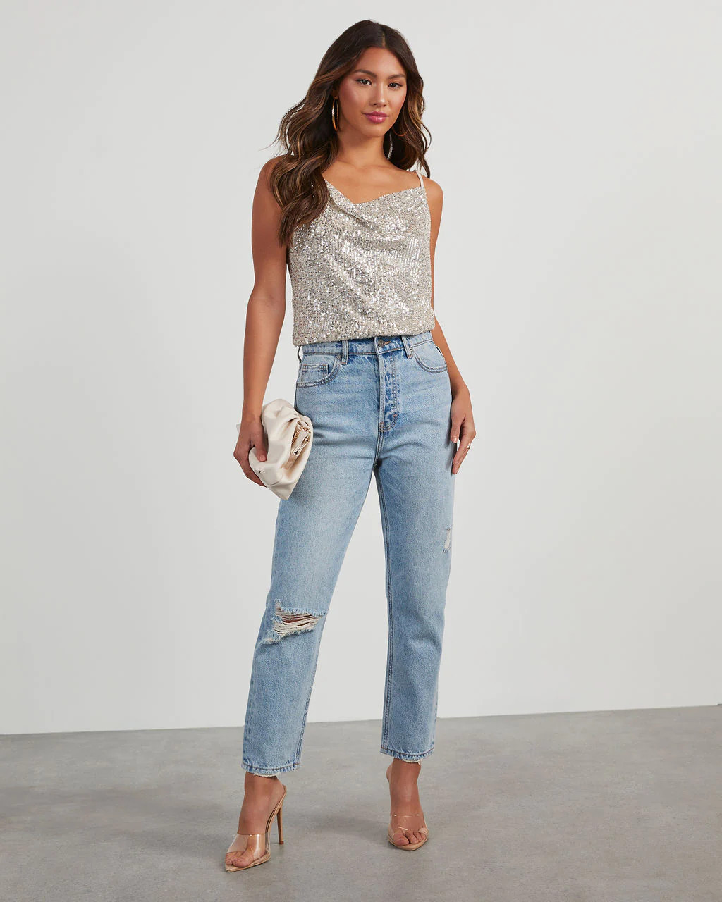 Ryan High Rise Rigid Distressed Straight Jeans | VICI