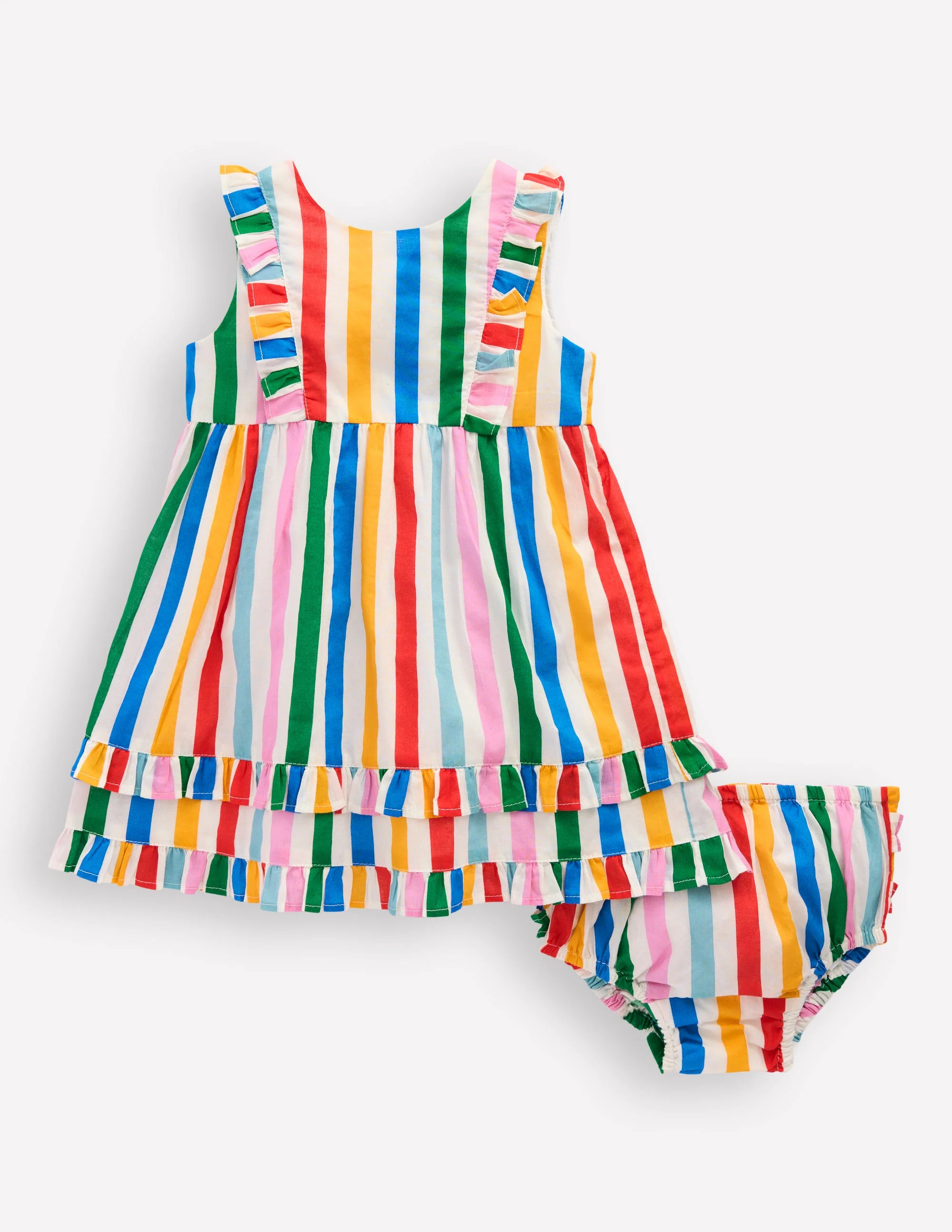 Frilly Pinny Dress-Rainbow Multi Stripe | Boden UK