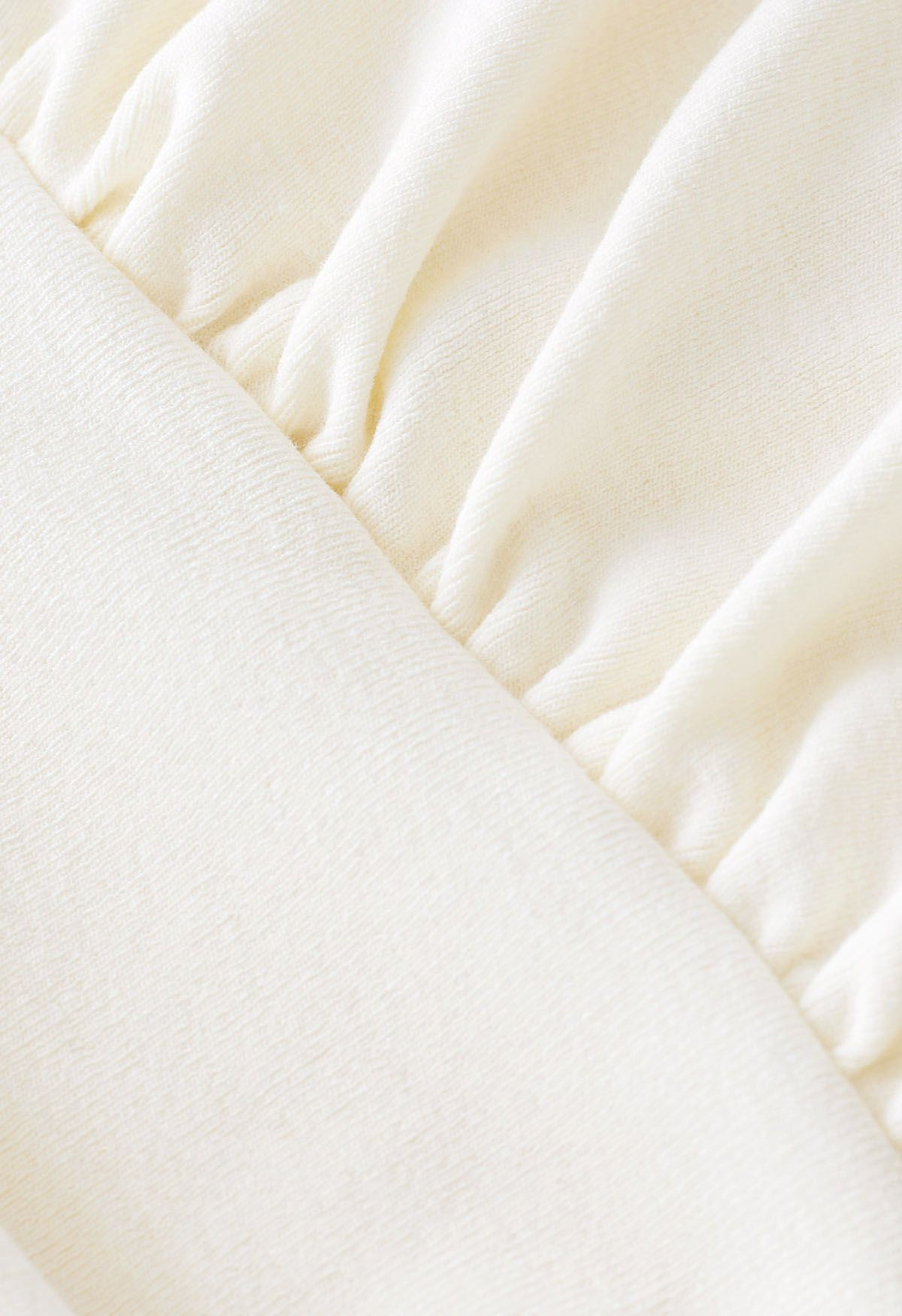 Ruched Waist Faux-Wrap Top in Cream | Chicwish