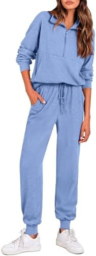 PRETTYGARDEN Women's Fall 2 Piece Lounge Sets Zip Up Sweatshirt Jogger Pants Sweat Track Suits Tr... | Amazon (US)