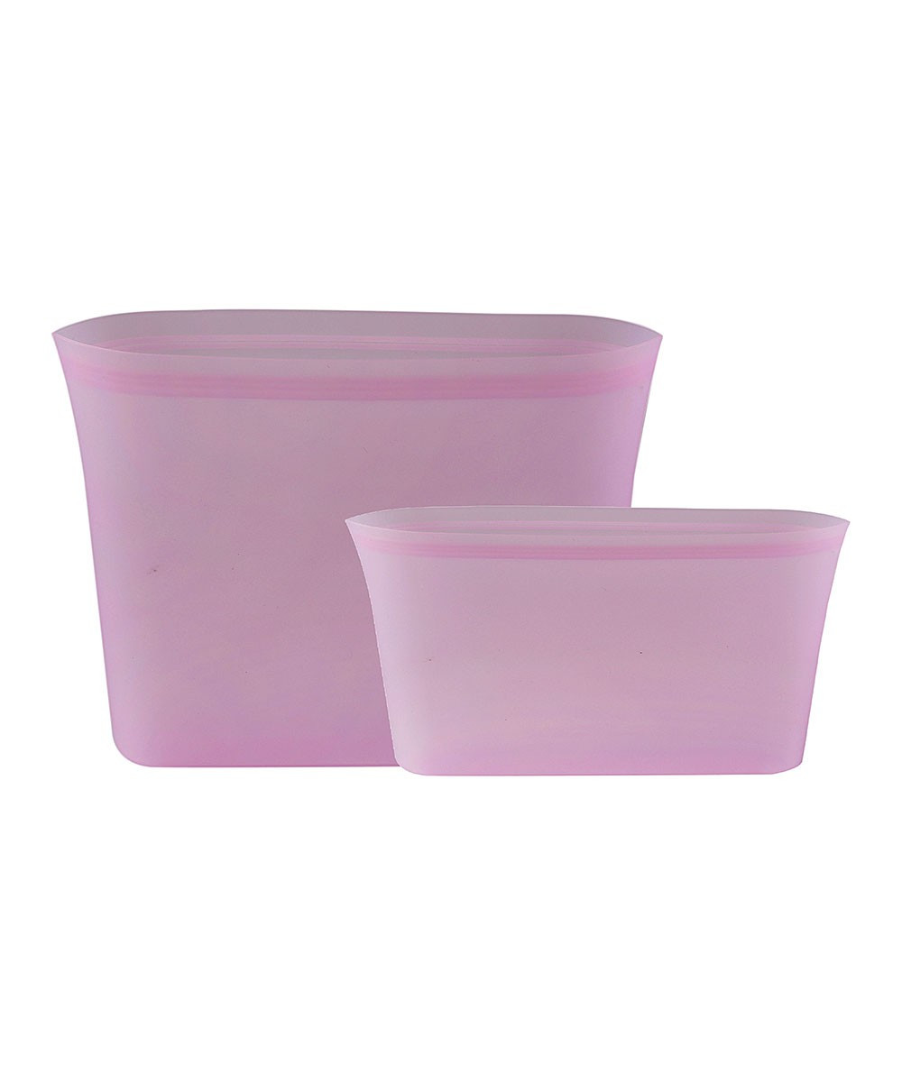 QG Food Storage Containers pink - Pink Silicone Zip-Top Snack & Sandwich Bag Set | Zulily