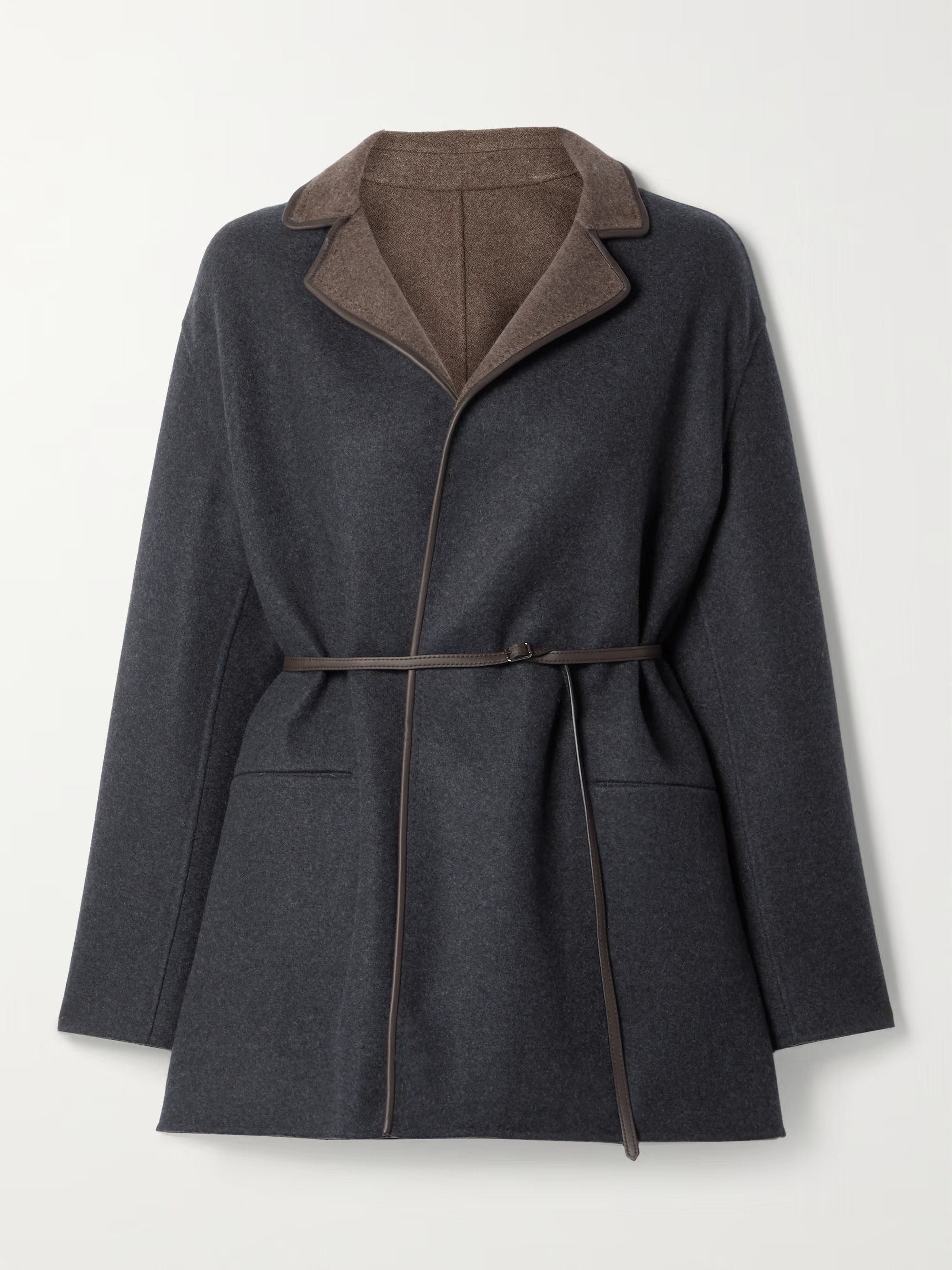 Jimi reversible belted leather-trimmed cashmere-blend jacket | NET-A-PORTER (US)