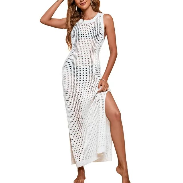 Bathing Suit Cover up for Women Beach Cover up Bikini Sleeveless Swimwear Beach Dress Crochet Hol... | Walmart (US)