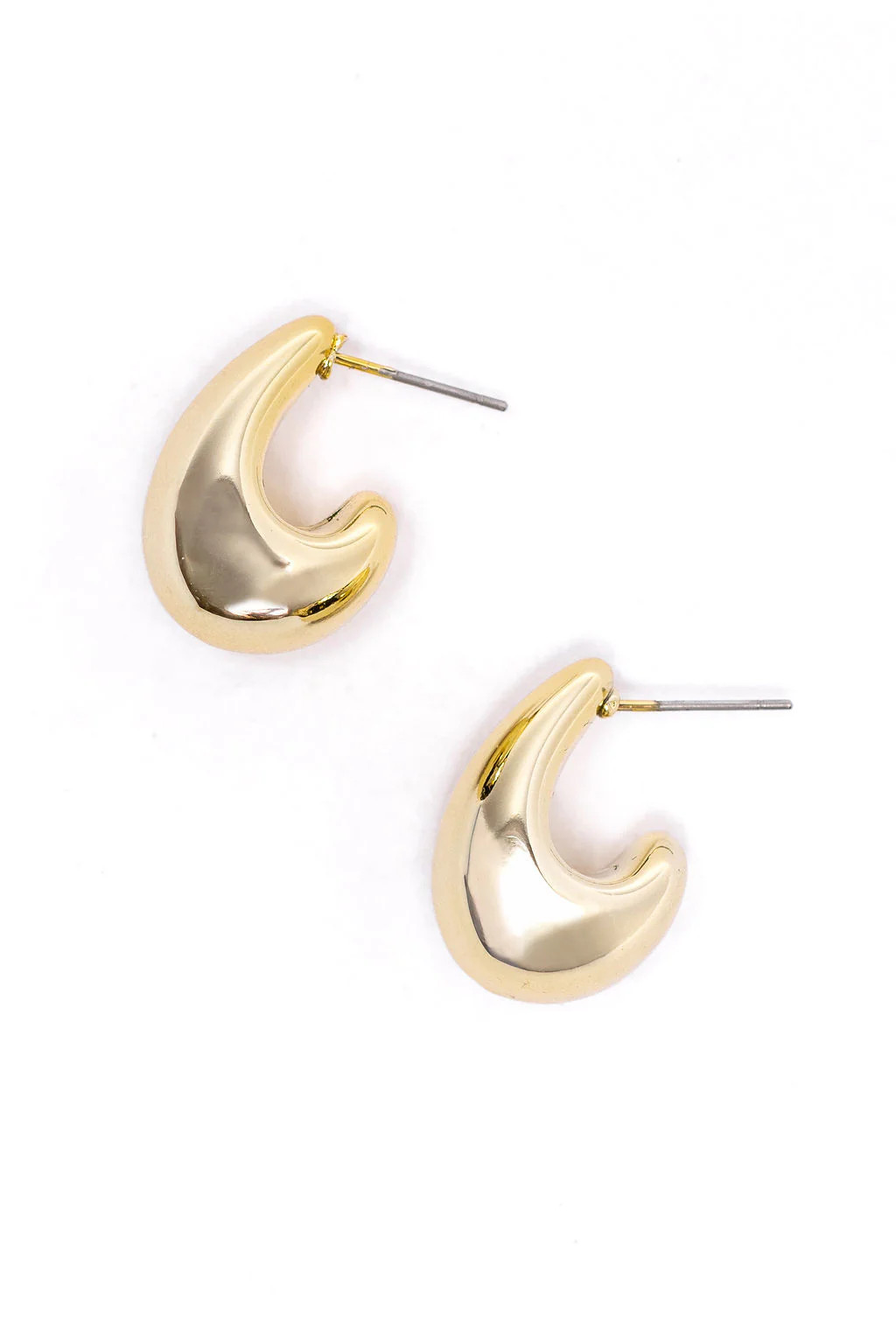 Half Hoop Dome Gold Earrings | Pink Lily