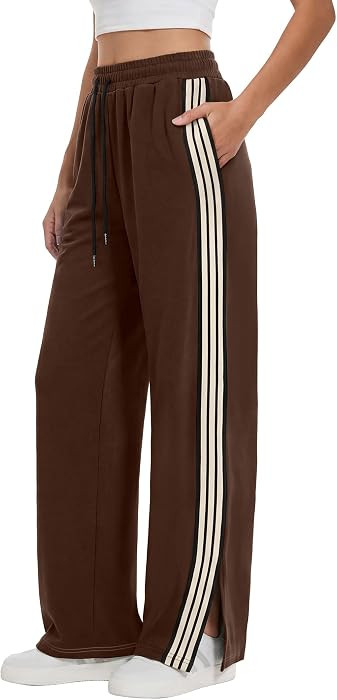 ANRABESS Women's Sweatpants Wide Leg Striped Track Pants | Amazon (US)