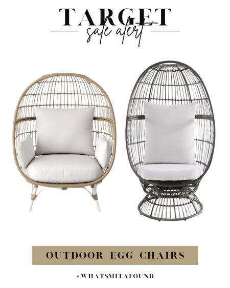 Save big on the viral outdoor egg chairs from Target! Currently marked down to $330 and $403! Patio egg chair, outdoor egg chair, upholstered egg chair, rattan egg chair, boho egg chair, swivel egg chair, gray egg chair, modern egg chair, patio furniture, outdoor furniture, patio chair, outdoor chair, trendy egg chair, trendy patio furniture, trendy outdoor furniture, patio furniture on sale, outdoor furniture on sale 

#LTKsalealert #LTKhome #LTKSeasonal