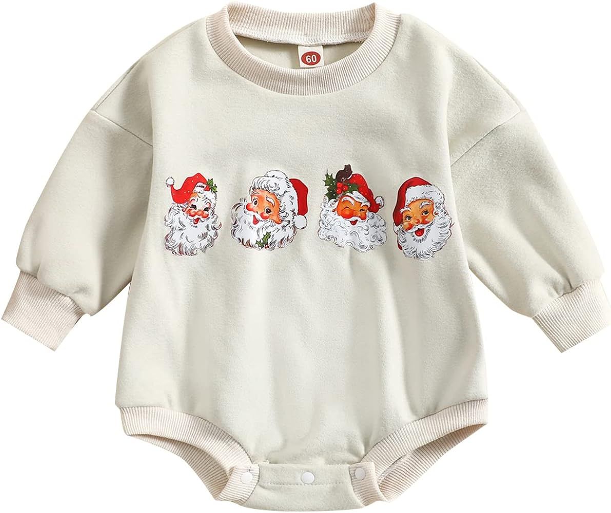 MERSARIPHY Baby Christmas Clothes Baby Boy Girl Sweatshirt Romper Santa Baby Romper Tops Fall Win... | Amazon (US)