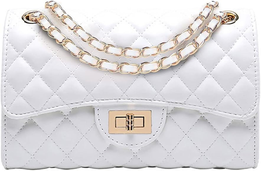 Eveupp Quilted Purse with Chain Strap Black Crossbody Bags for Women Faux Leather Shoulder Bag Cl... | Amazon (US)