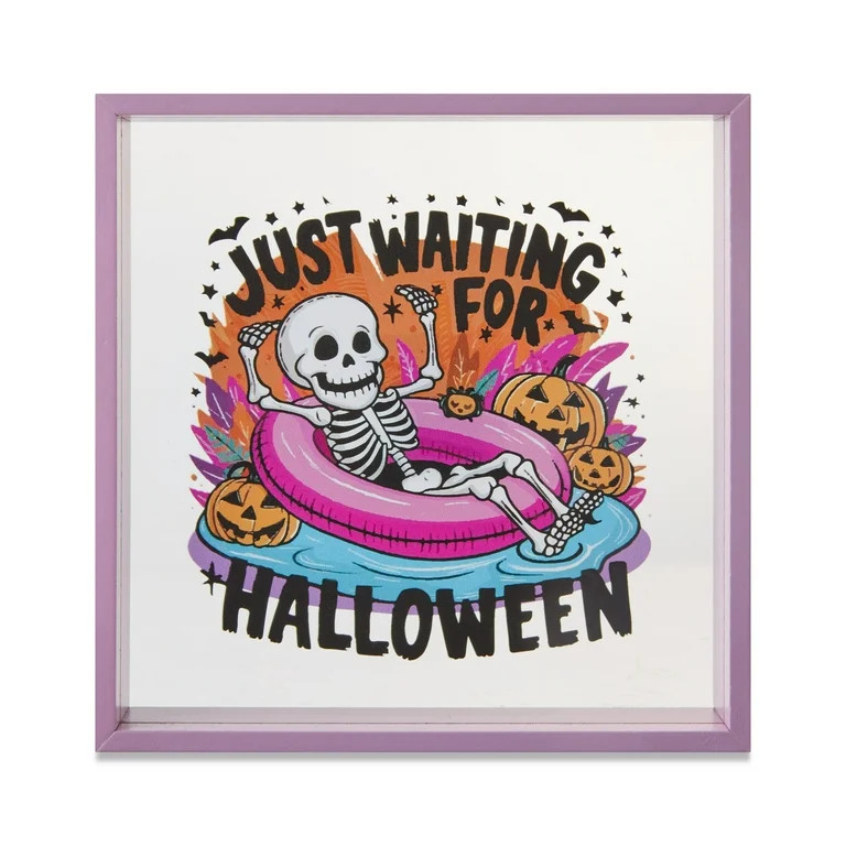 7" Skeleton Wood Frame Decor, Summer Frights by Way To Celebrate | Walmart (US)
