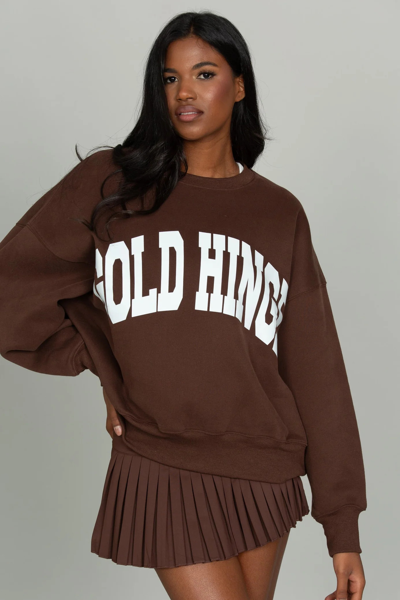 Dark Brown GH Wide Arm Sweatshirt | Gold Hinge