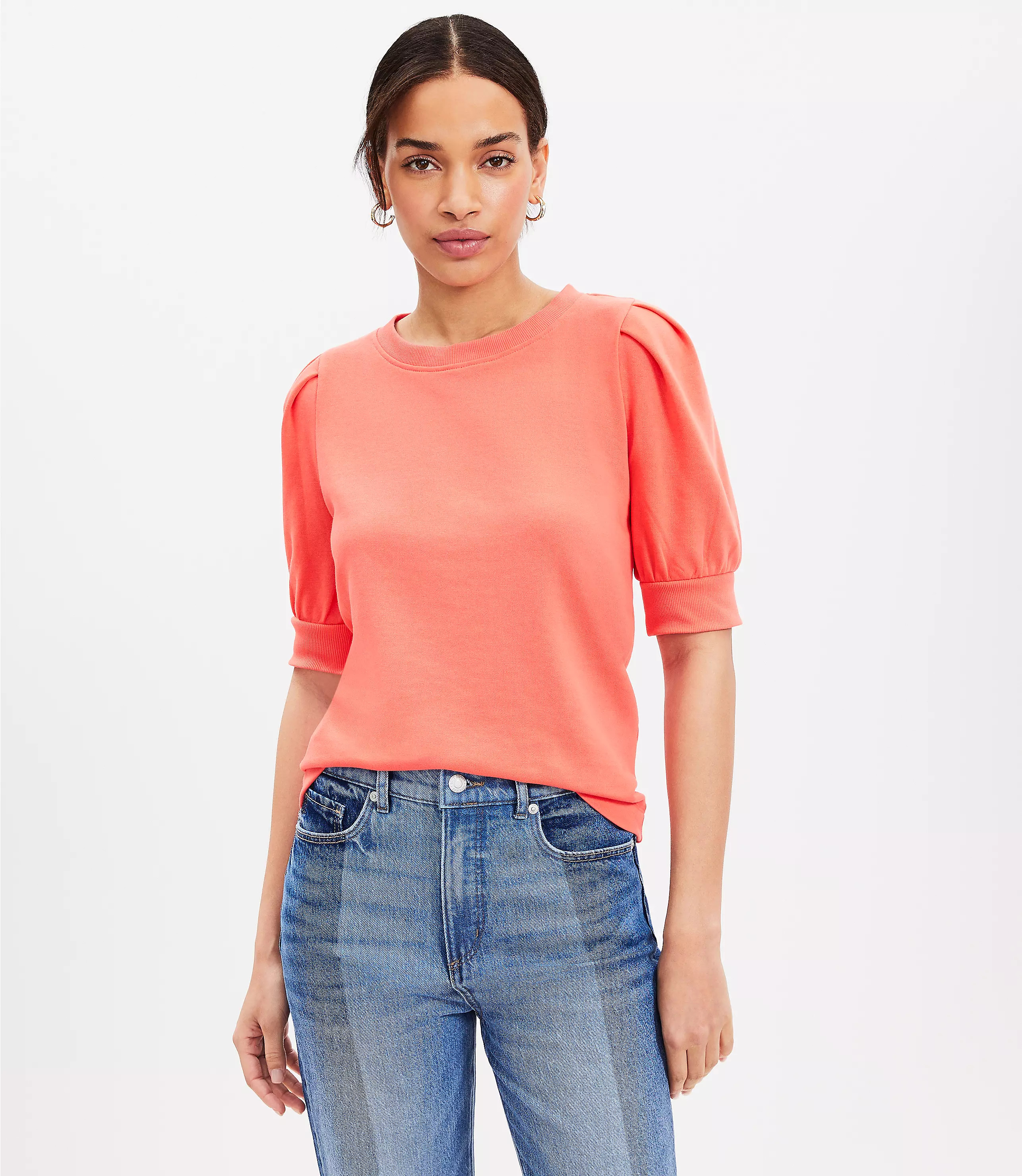 Pleated Sleeve Sweatshirt | LOFT