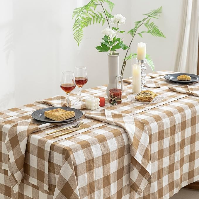 EVERLY 100% Yarn-Dyed Linen Rectangle Tablecloths 60x84Inches for Dining,Buffet Parties,Picnic,Ev... | Amazon (US)