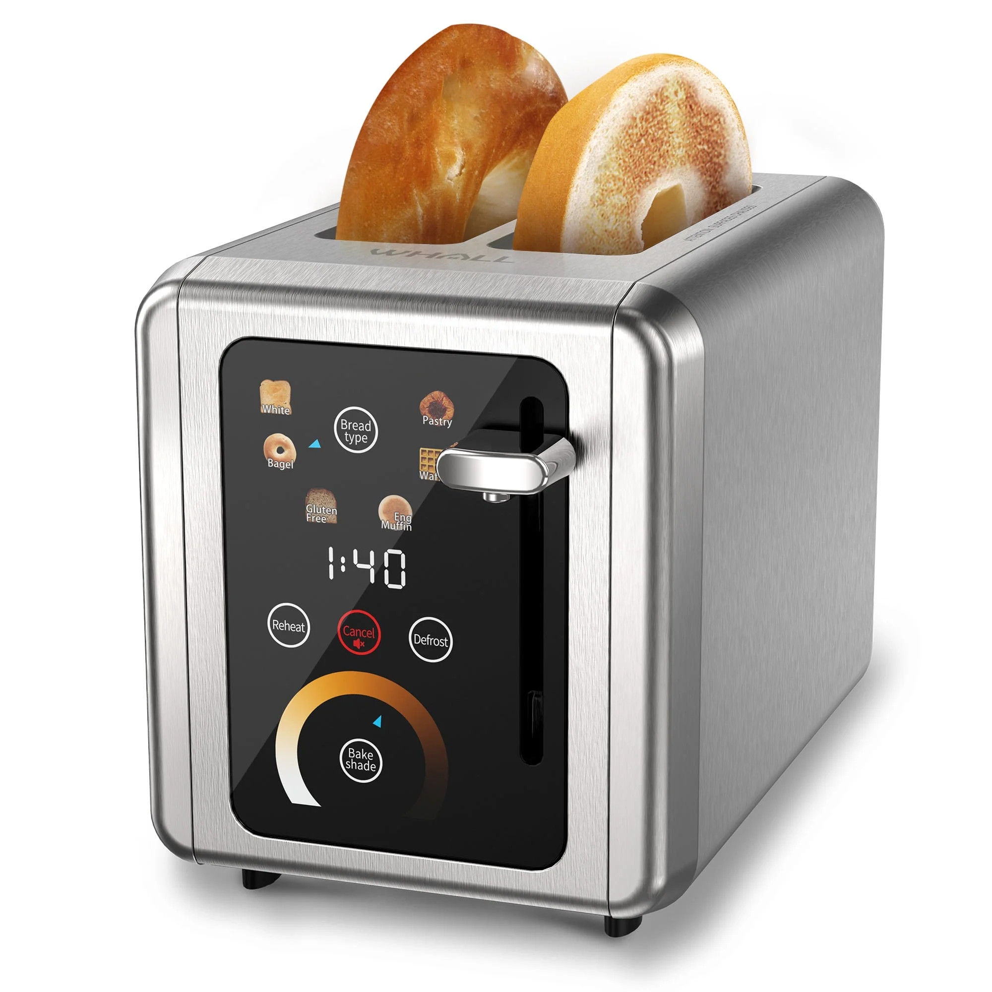 WHALLULTRA Touchscreen Toaster 2 Slice, Stainless Steel, 1.5 " Wide Slots, Bagel, Defrost, 850W | Walmart (US)