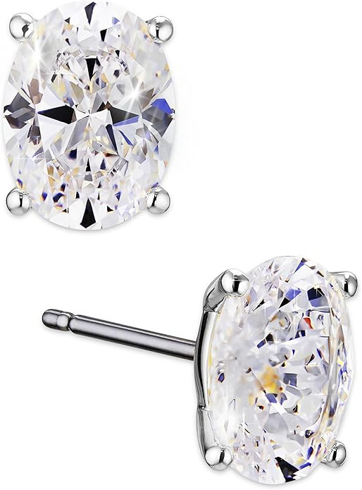 Nadri Oval Stud Earrings - Cubic Zirconia Earrings for Women, Bridesmaid Gifts for Wedding Day, H... | Amazon (US)