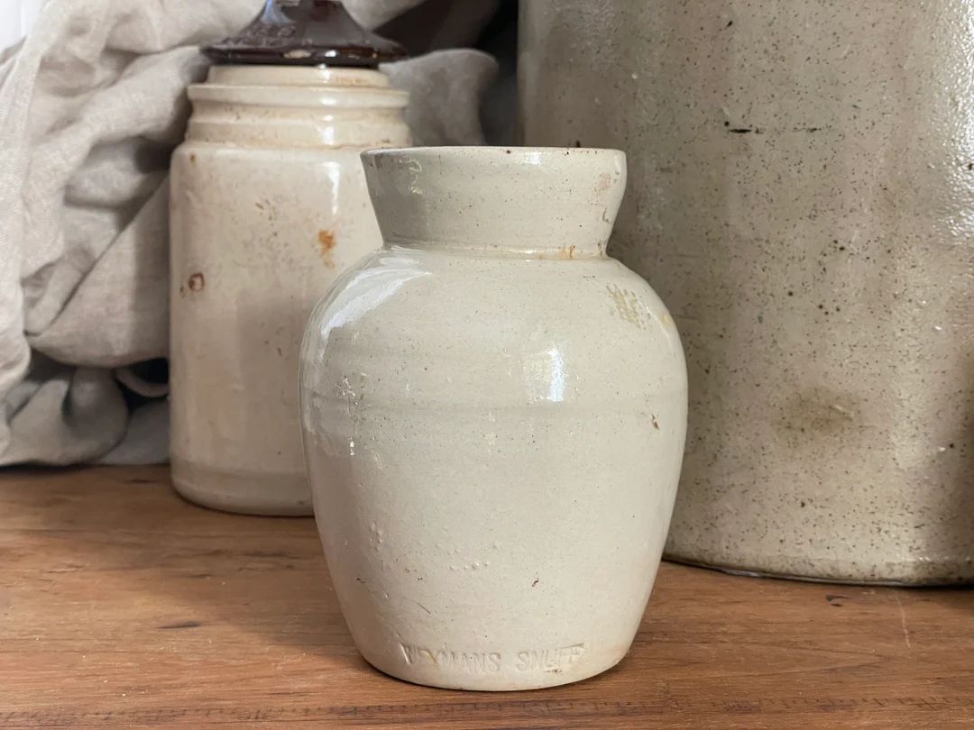 Weymans Snuff Stoneware Jar Vintage Tobacco Stoneware Vessel White Antique Stoneware Jar Old Toba... | Etsy (US)