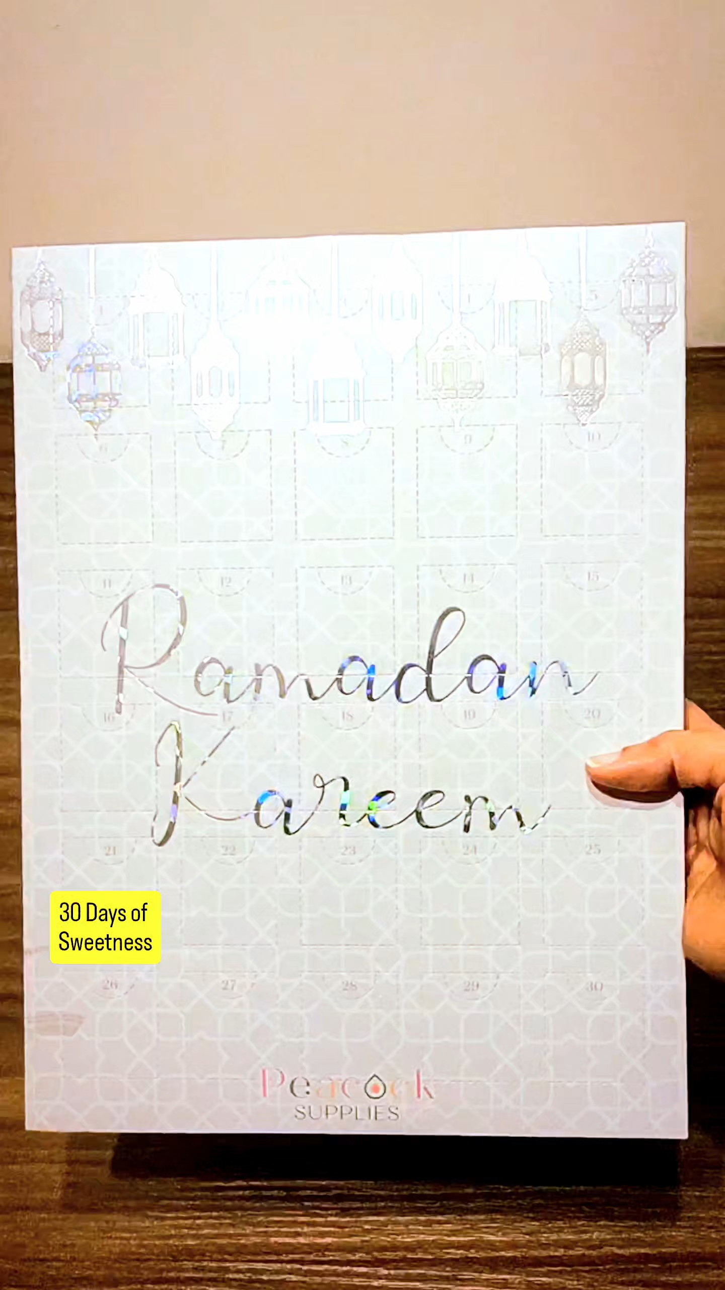The countdown to Ramadan is here! I unboxed this entire 30-day calendar with yummy flavors inside:🧡 Orange Flavor🍃 Mint Chocolate🤍 Milk ChocolateThe holographic details are even more stunning in person!#LTKdayinmylife #LTKfitnessgoals #LTKU #LTKWedding

#LTKKids #LTKselfcare #LTKfoodie