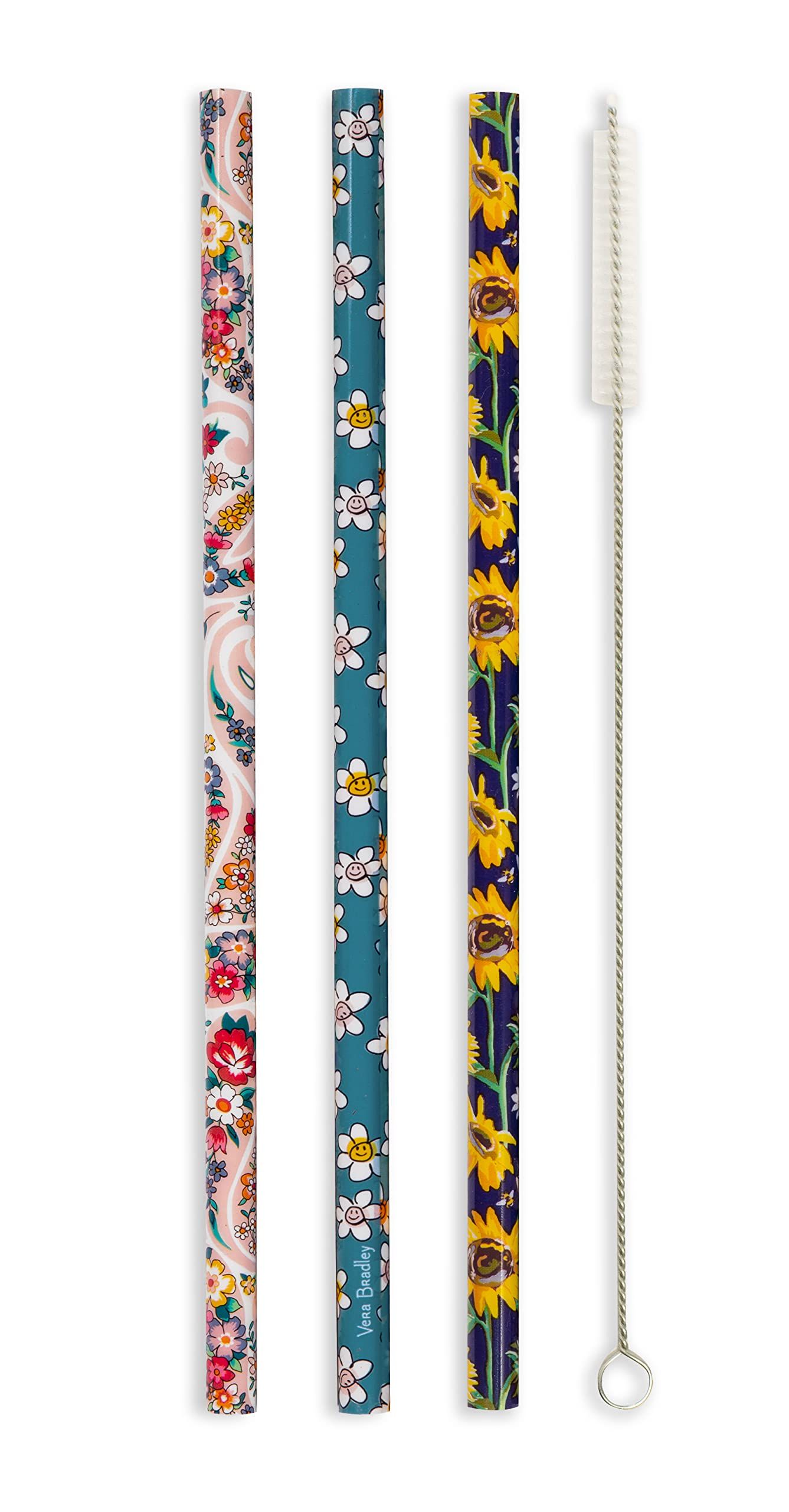 Vera Bradley Colorful Reusable Straw Set with Storage Pouch & Cleaning Brush, Includes 3 BPA-Free... | Amazon (US)