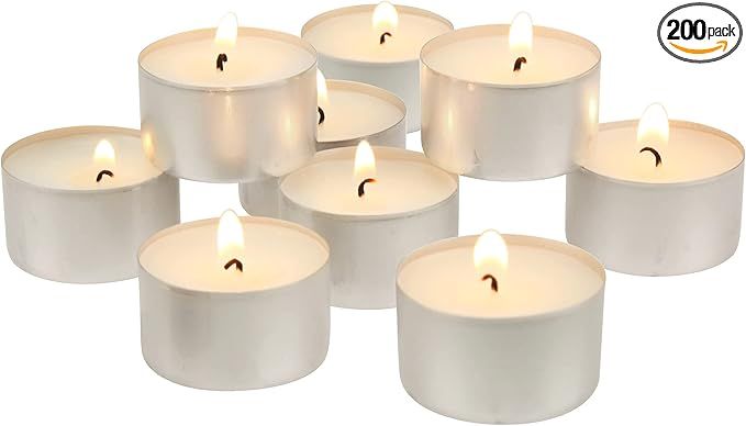 Stonebriar Long Burning Tea Light Candles, 6 to 7 Hour Extended Burn Time, White, Unscented, Bulk... | Amazon (US)
