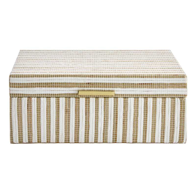 Medium Daniela Natural Striped Woven Decorative Box, 9.4x7 | At Home