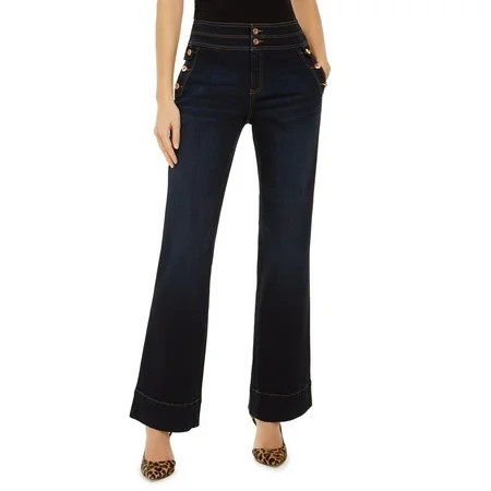 INC International Concepts Women s High Rise Sailor Trouser Jeans Blue Size 2 | Walmart (US)